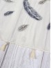 Feather Print Tassels Fashion Scarf W/ Pearl